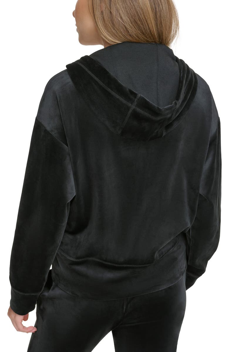 DKNY Velour Zip Hoodie, Alternate, color,