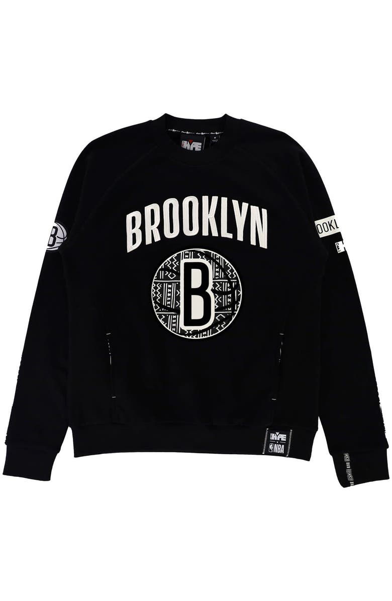 Two Hype Unisex NBA x Two Hype Black Brooklyn Nets Culture & Hoops Heavyweight Pullover Sweatshirt, Alternate, color,