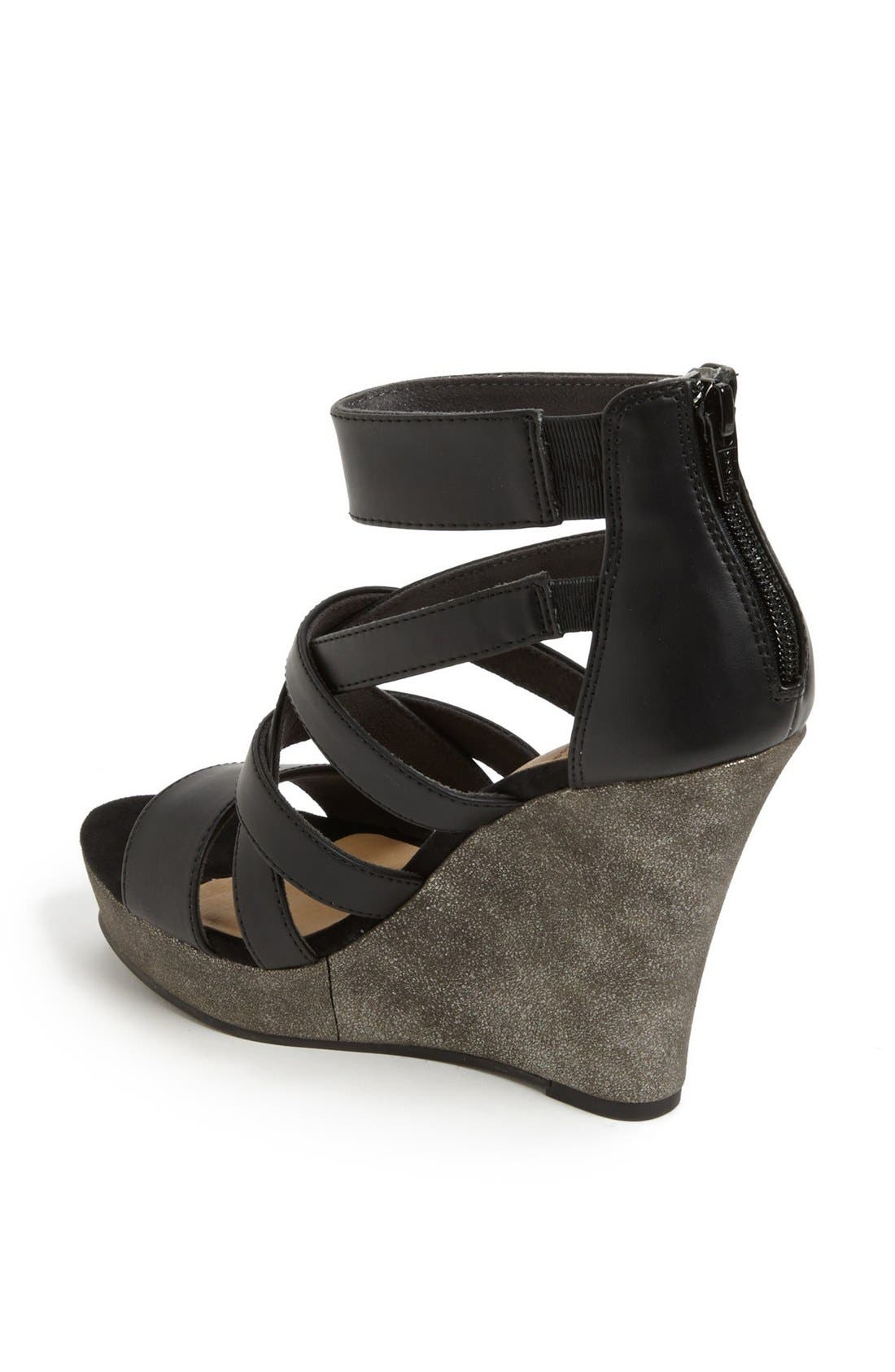 'Tell You What' Wedge Sandal, Alternate, color, BLACK