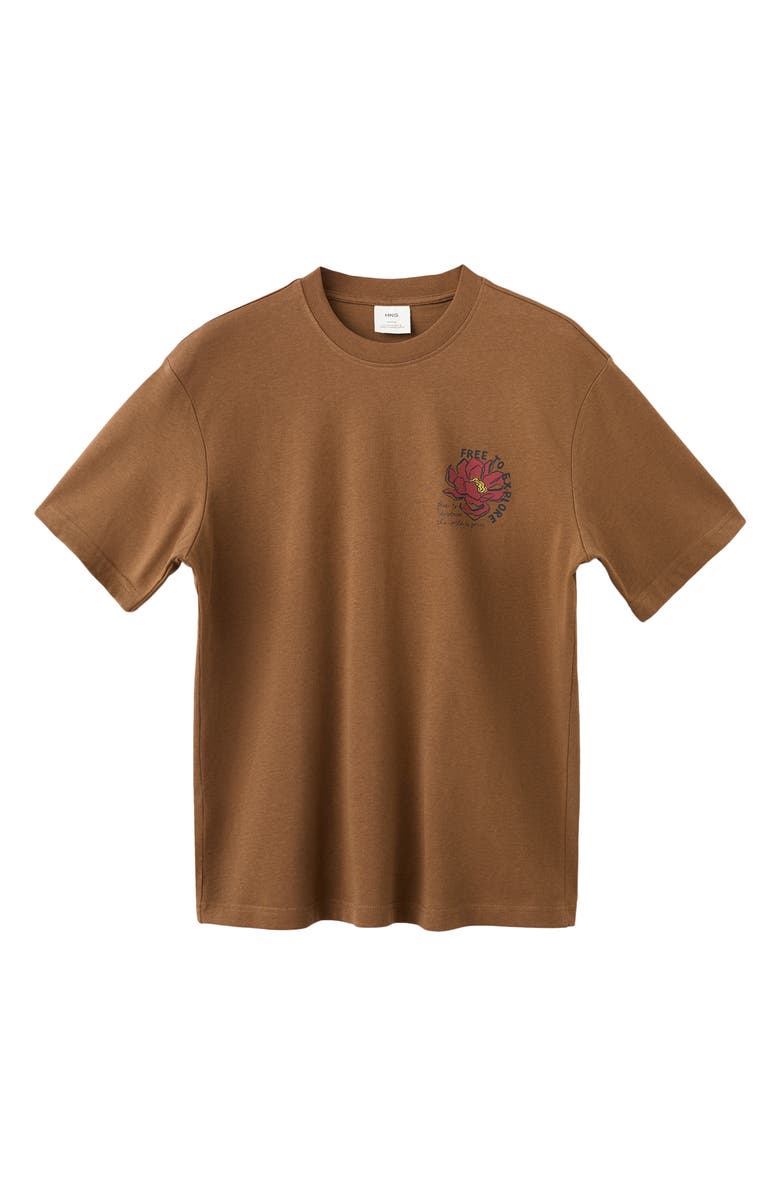MANGO Free to Explore Graphic T-Shirt, Alternate, color, Tobacco Brown