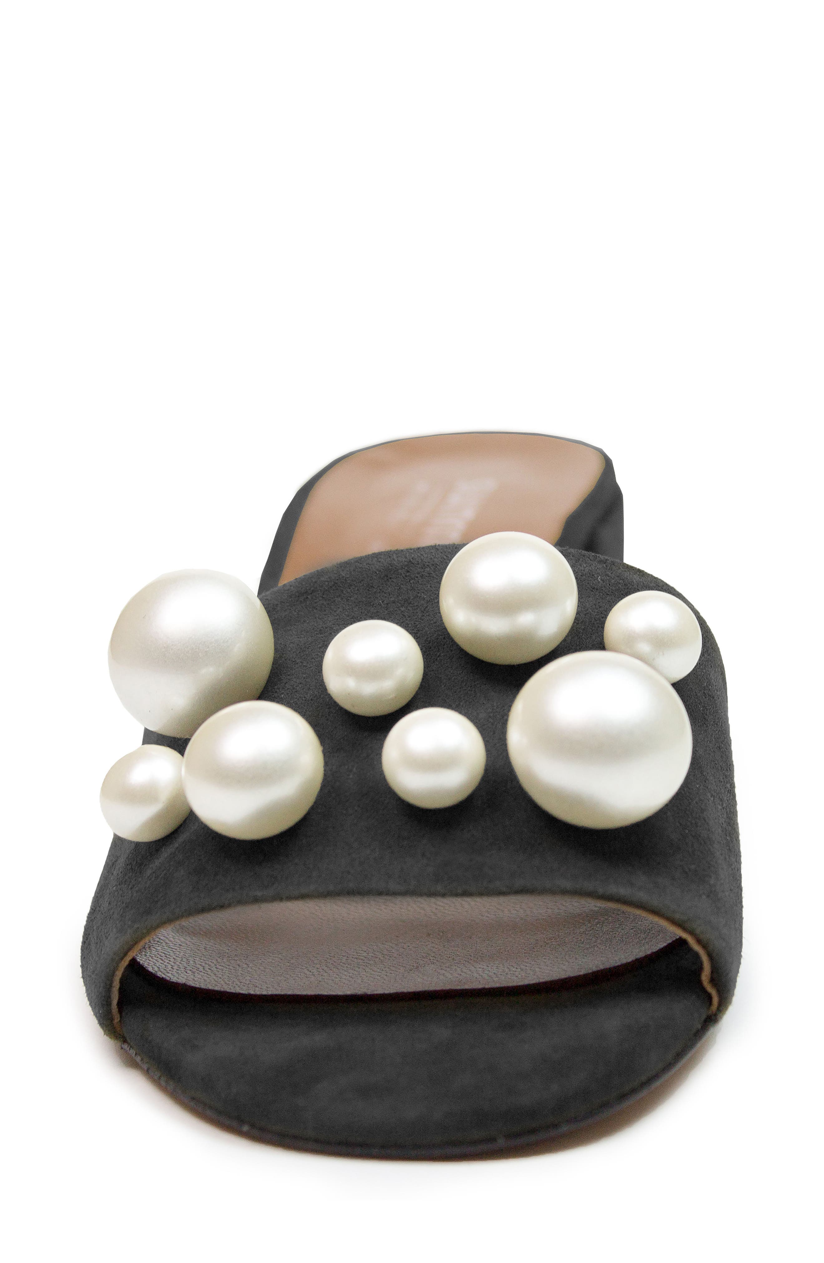 Ariella Beaded Slide Mule, Alternate, color, BLACK SUEDE