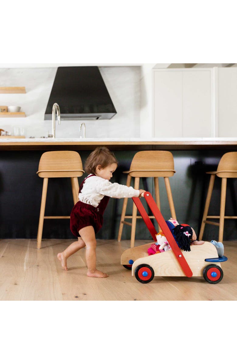HABA Walker Wagon - Wooden Baby Push Walker, Sit to Stand Walker for Baby Learning to Walk, Push Toys for Toddlers 1-3 with Seat & Storage, 10 Months+, Alternate, color, Multi
