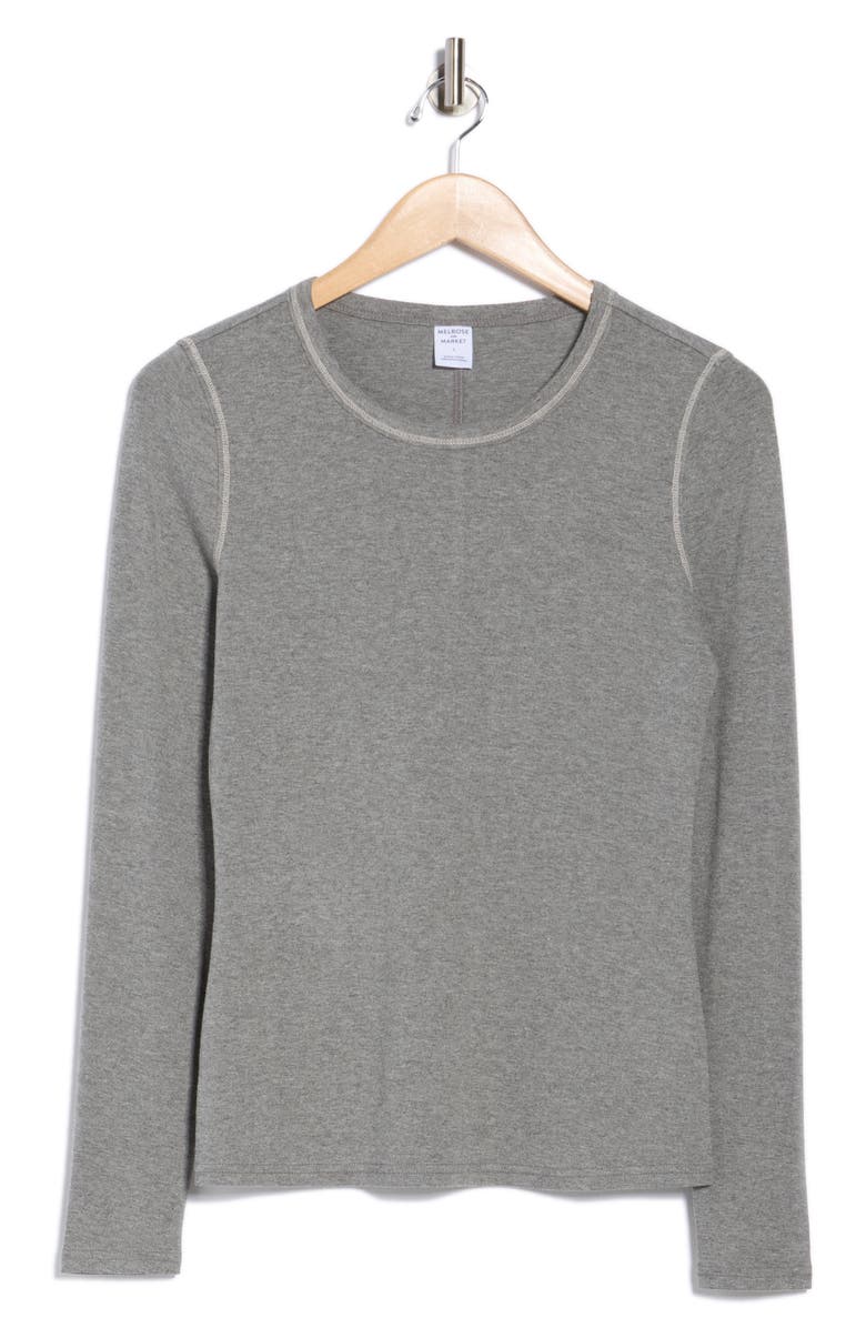 Melrose and Market Exposed Seam Long Sleeve T-Shirt, Alternate, color, Grey Dark Heather