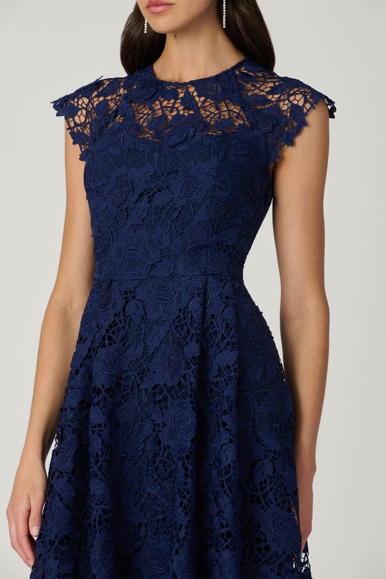 Midnight Brena Cheshire Floral Lace Dress, Alternate, color, Navy