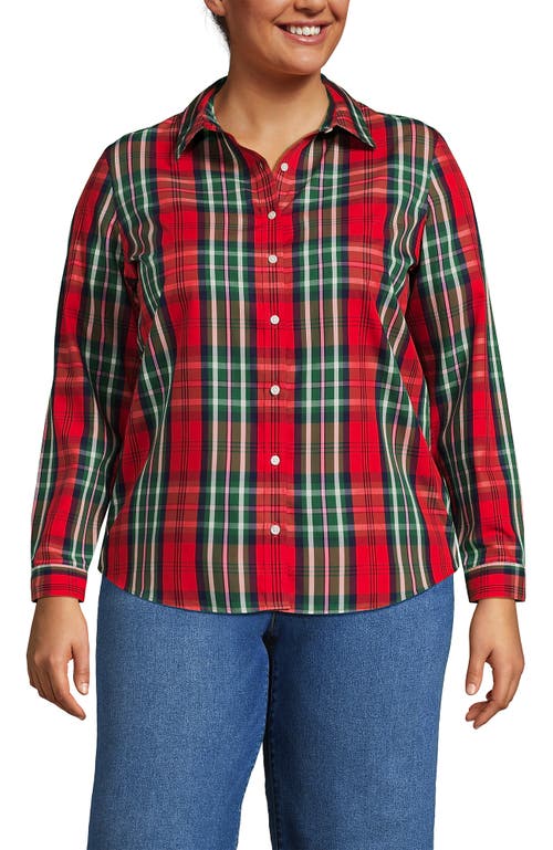 Lands' End No Iron Supima Cotton Long Sleeve Shirt In Red