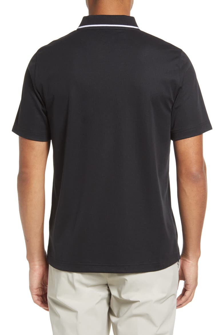 Galton Tipped Cotton Blend Polo, Alternate, color, BLACK