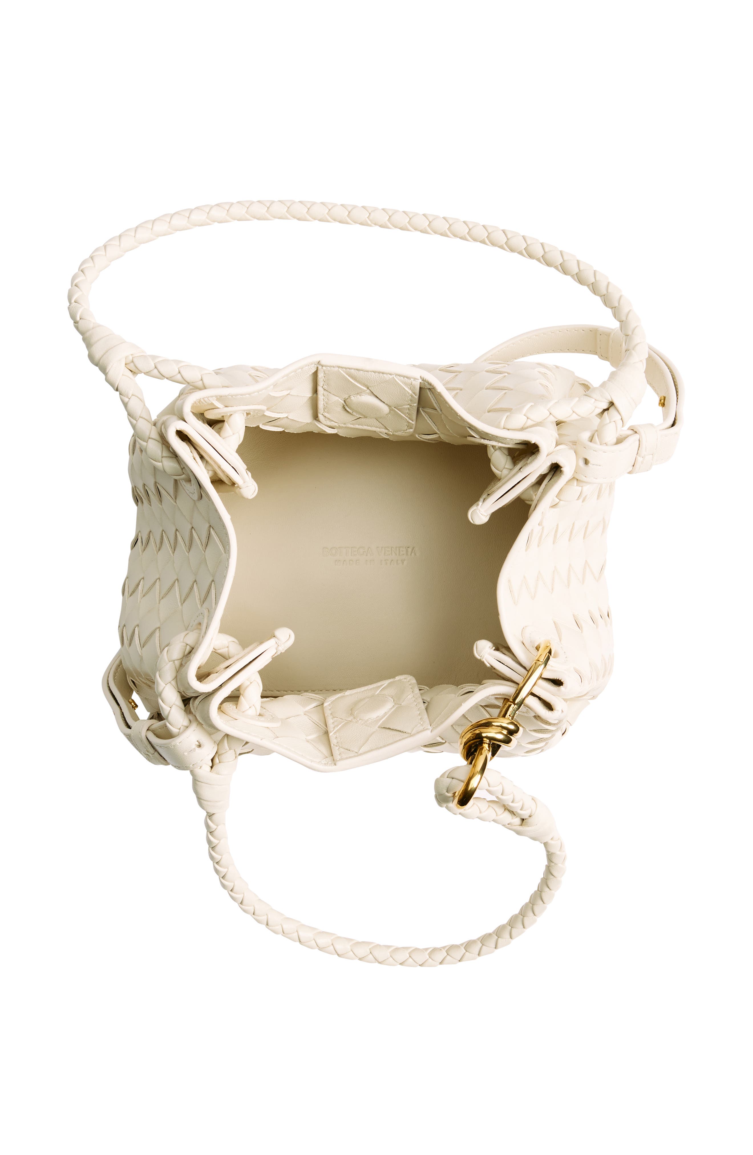 Bottega Veneta Small Andiamo Intrecciato Leather Crossbody Bag, Alternate, color, Sea Salt