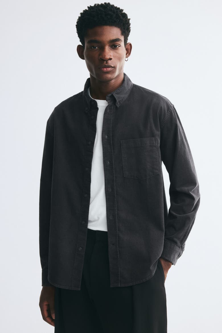 Regular-fit Corduroy Shirt, Alternate, color, Dark denim gray