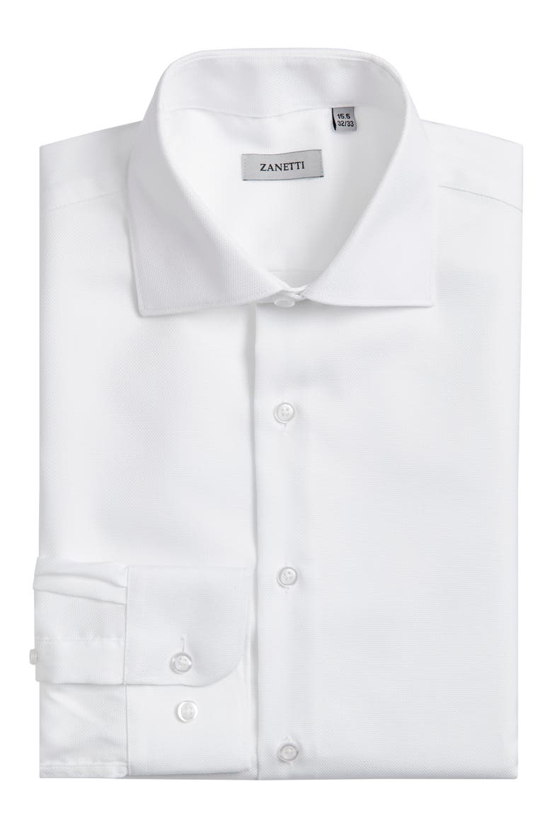 Trim Fit Textured Cotton Dress Shirt, Alternate, color, WHITE