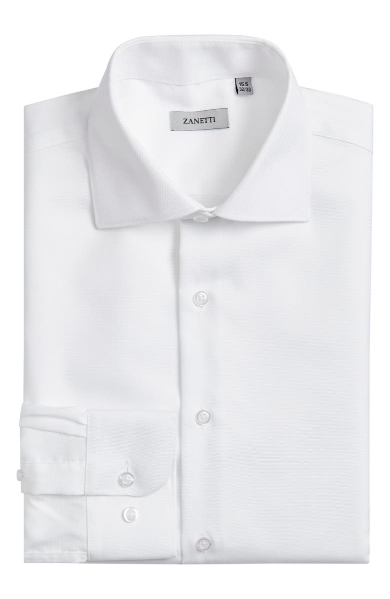 ZANETTI Textured Oxford Dress Shirt, Alternate, color, White