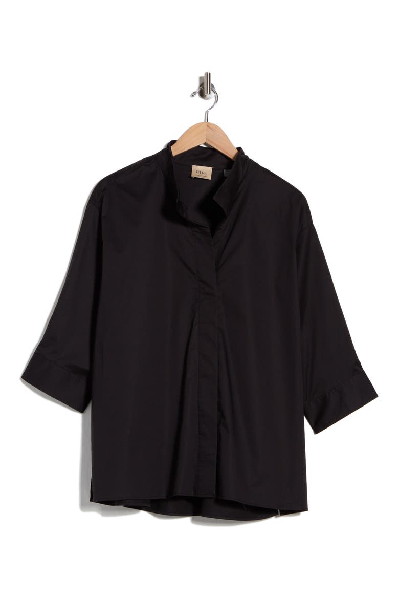 Stand Up Collar Top, Alternate, color, BLACK
