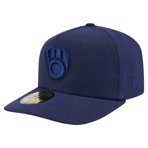 Men's New Era Navy Milwaukee Brewers Color Pack A-Frame 59FIFTY Fitted Hat