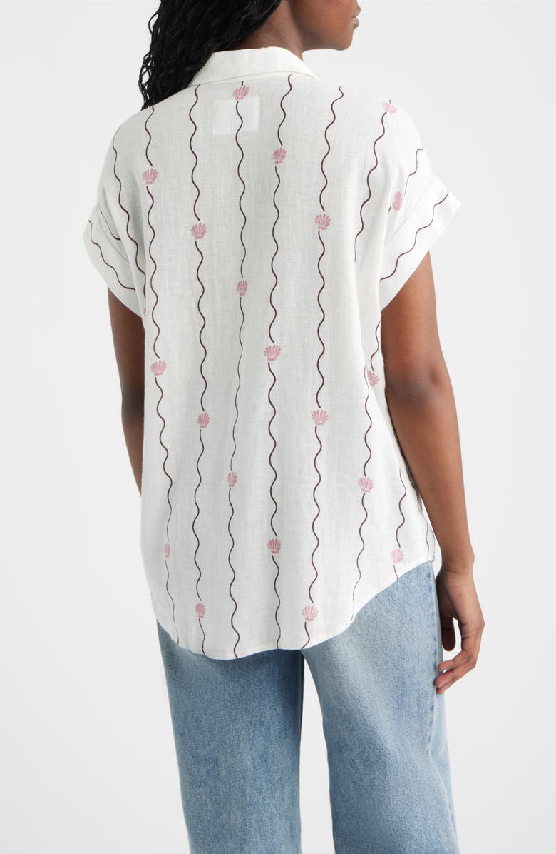 Rails Cito Seashell Print Linen Blend Button-Up Shirt, Alternate, color, Striped Seashells
