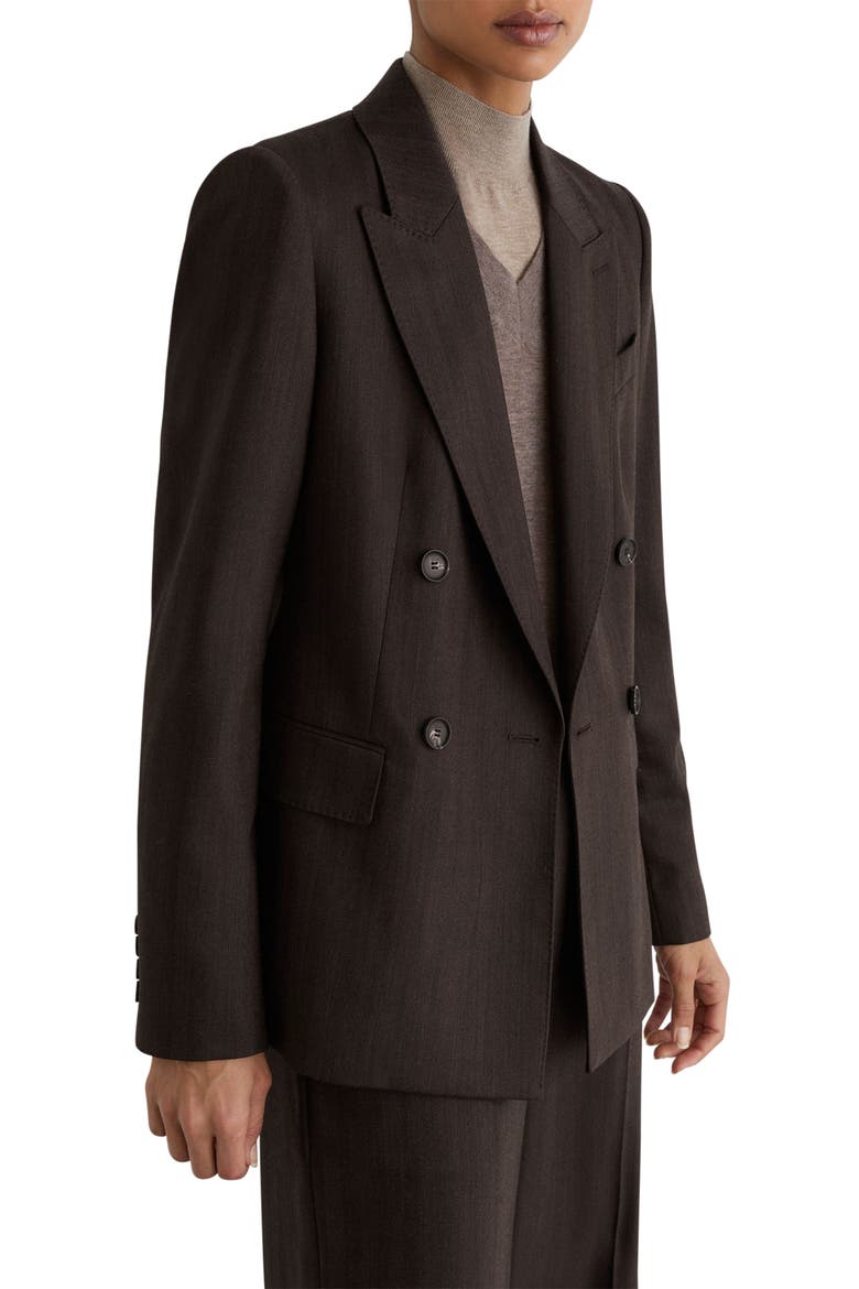 Dawson Wool Blend Herringbone Double Breasted Blazer, Alternate, color, CHOCOLATE BROWN