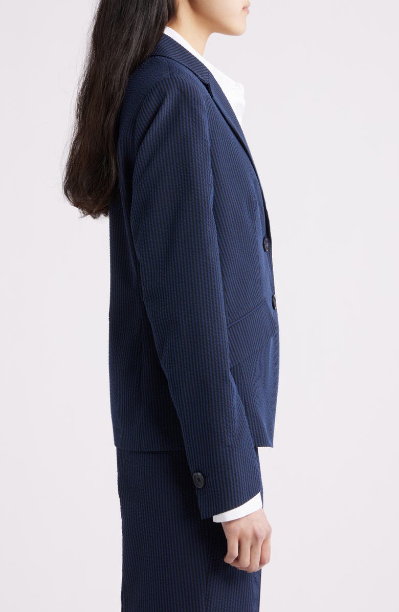 Anne Klein Stripe Seersucker Blazer, Alternate, color, Mountain