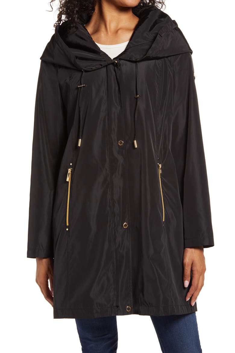 Packable Hooded Raincoat, Alternate, color, BLACK