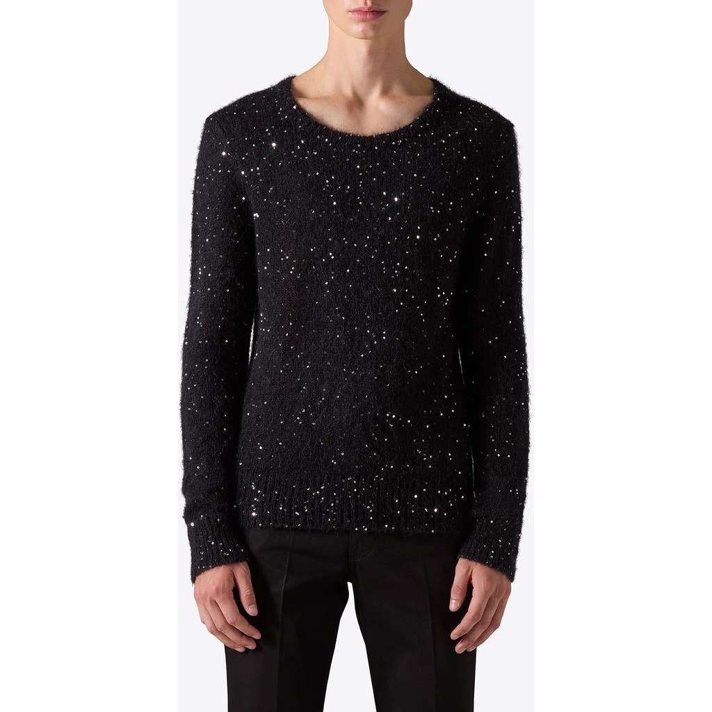 Blk Dnm Sequin Embellished Alpaca & Mohair Blend Sweater In Black Paillettes