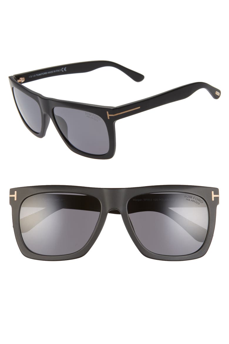 Morgan 57mm Polarized Sunglasses, Alternate, color, MATTE BLACK/ SMOKE