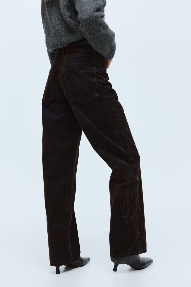 Flocked Straight High Jeans, Alternate, color, Dark brown