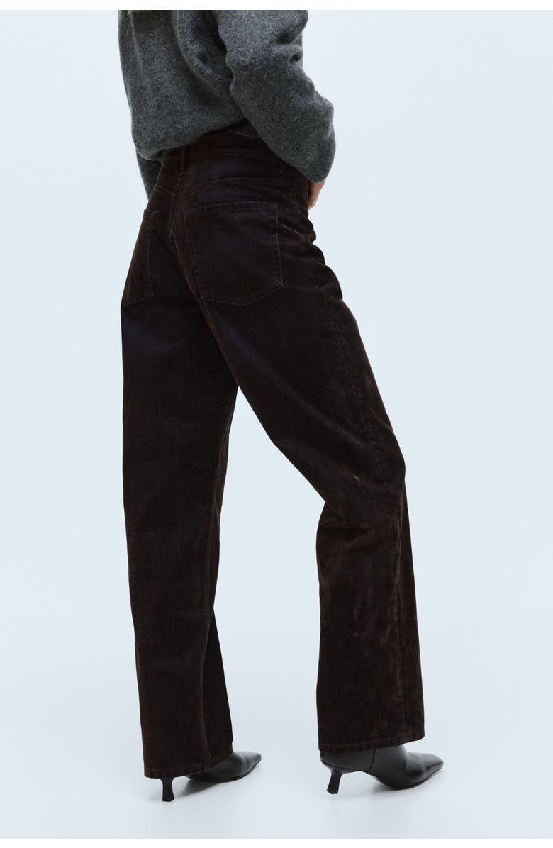 H&M Flocked Straight High Jeans, Alternate, color, Dark Brown