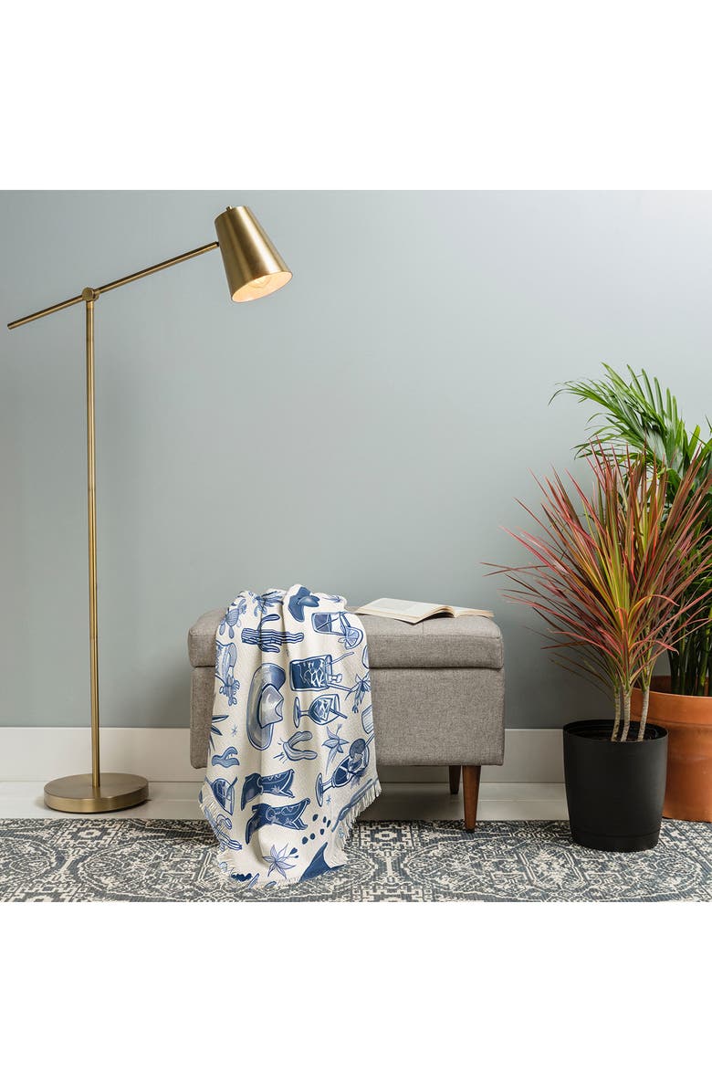 Deny Designs Fringe Trim Throw Blanket, Alternate, color, Blue