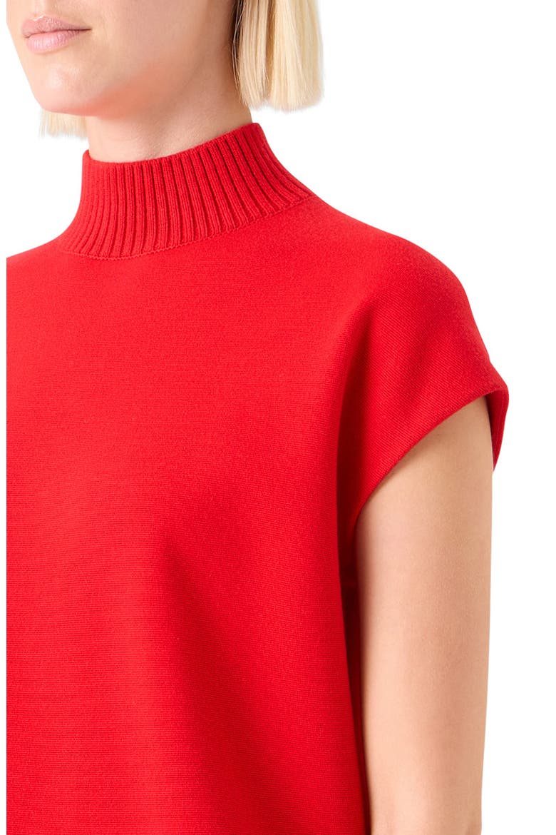 Mock Neck Cap Sleeve Stretch Virgin Wool Sweater, Alternate, color, BRIGHT RED