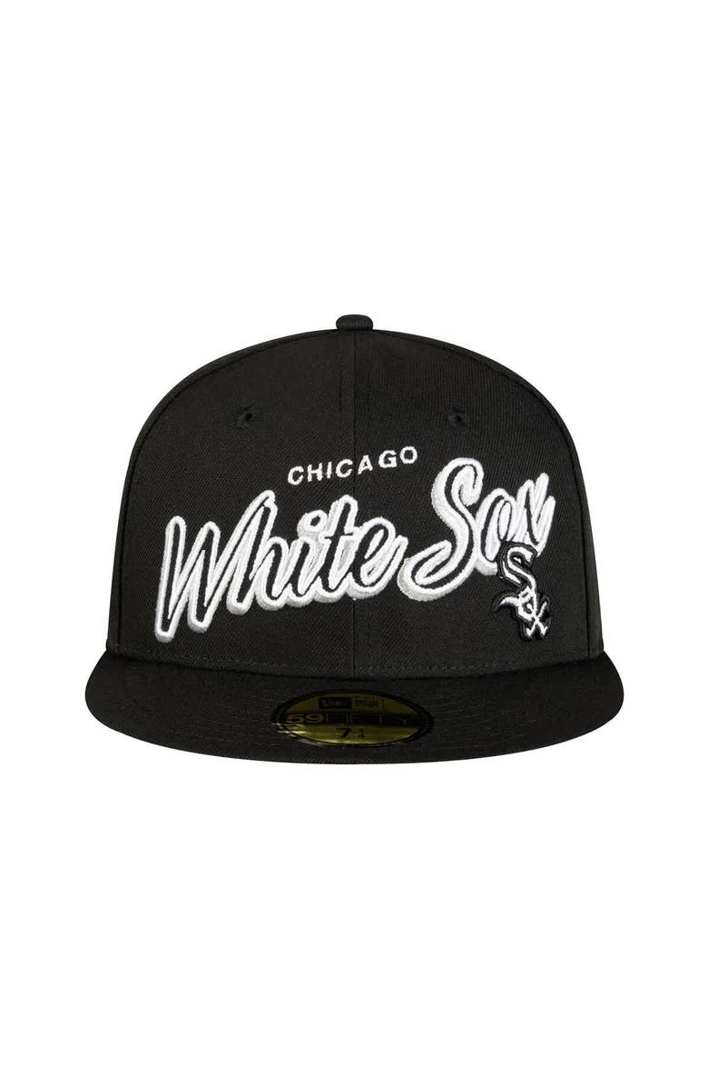 New Era Men's New Era Black Chicago White Sox Script Sided 59FIFTY Fitted Hat, Alternate, color, 