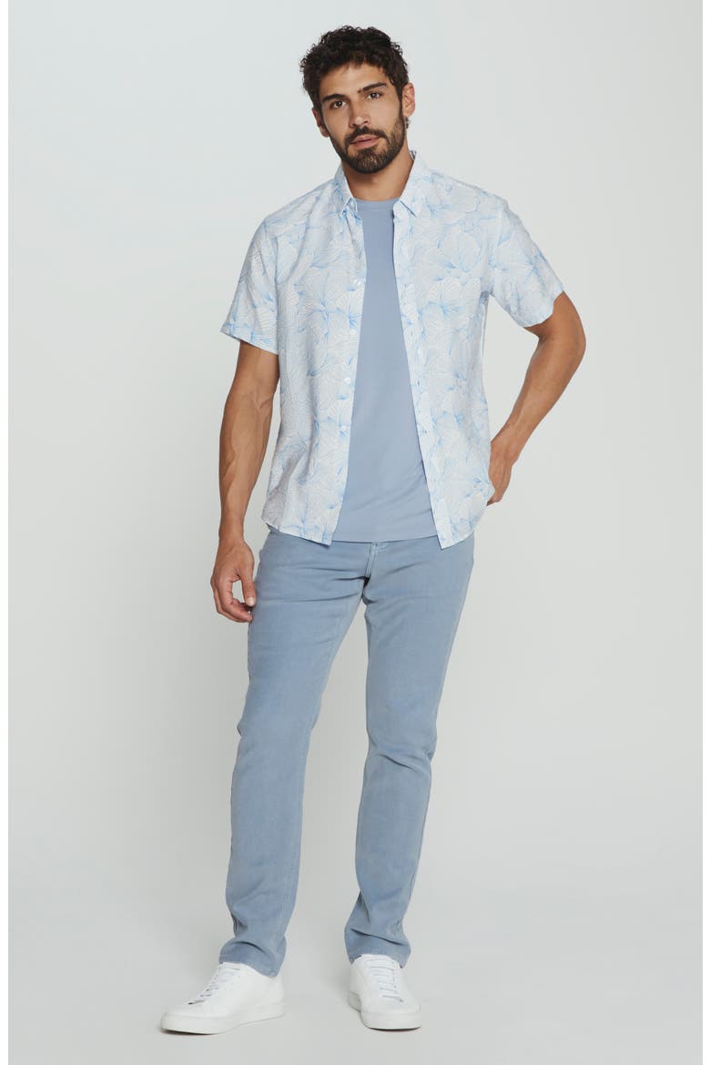 Linden Floral Short Sleeve Button-Up Shirt, Alternate, color, LIGHT BLUE