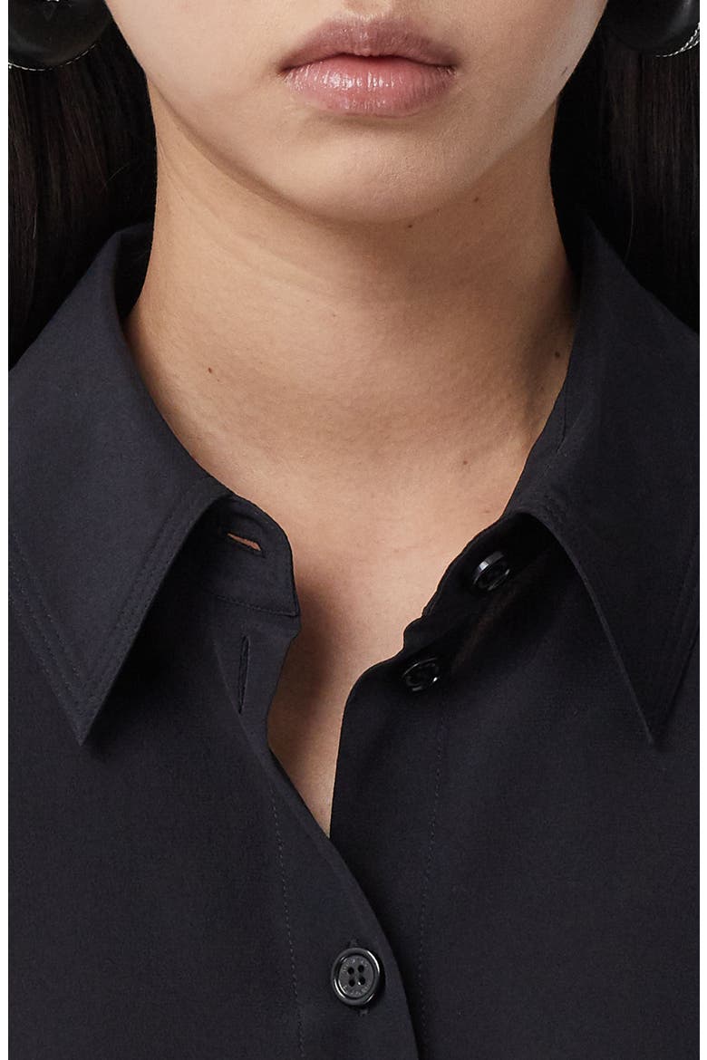 Carlota Mermaid Button-Up Silk Blouse, Alternate, color, BLACK IP PAT