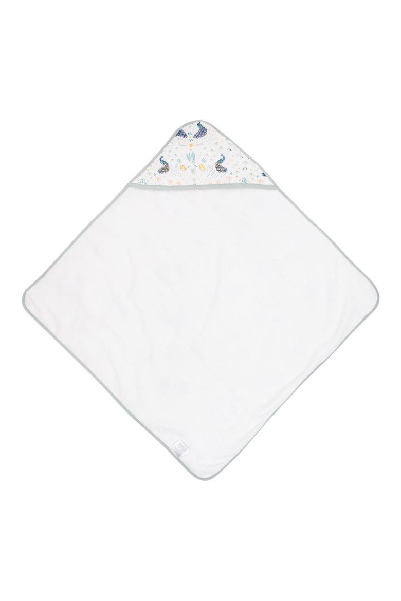 Cotton Muslin & Terry Hooded Infant Towel, Alternate, color, PEACOCK