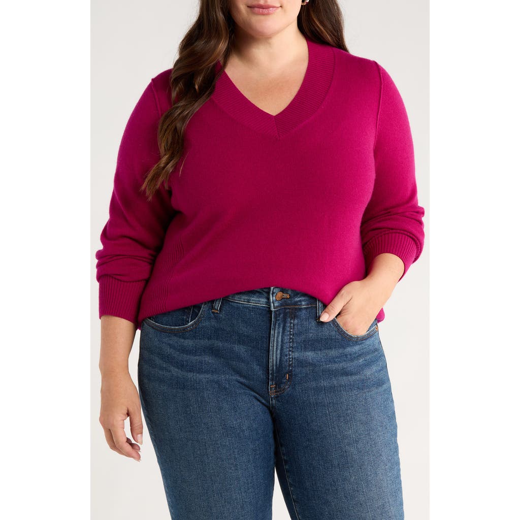 Caslonr Caslon(r) V-neck Wool & Cashmere Sweater In Pink