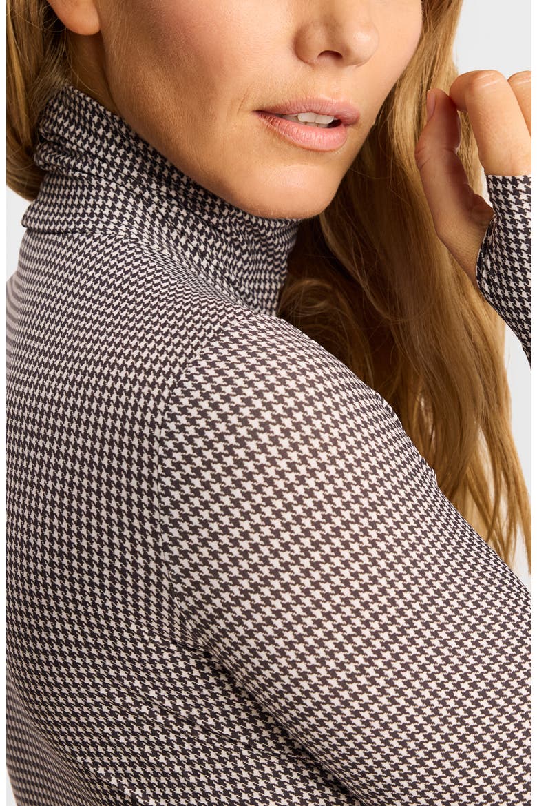 Classic Turtleneck Microfiber Thong Bodysuit, Alternate, color, HOUNDSTOOTH ESPRESSO
