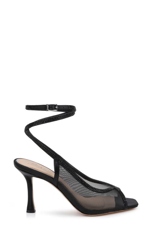 Jewel Badgley Mischka Tamera Ankle Strap Sandal In Black Mesh