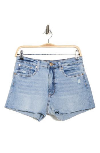 Sts Blue Ultra High Waist Raw Hem Boyfriend Denim Shorts In Sanger