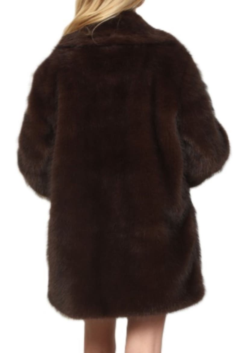 Frosted Long Hair Faux Fur Coat, Alternate, color, BROWN