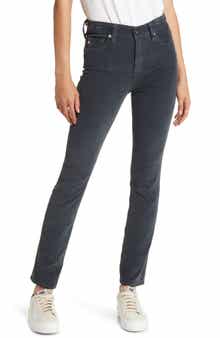 Mari High Waist Slim Ankle Straight Leg Corduroy Pants