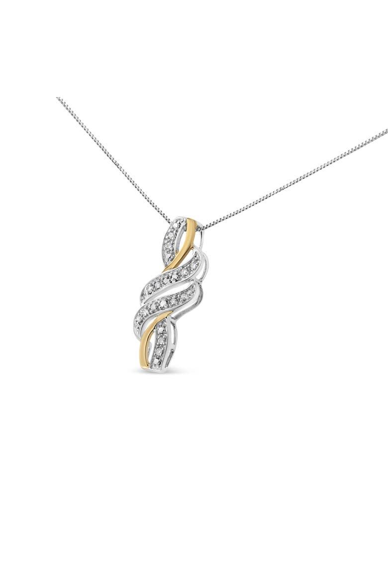 10K Yellow Gold Plated Silver 1/20 cttw Round Cut Diamond Swirl Pendant Necklace, Main, color, Yellow