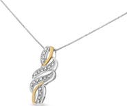 Haus of Brilliance 10K Yellow Gold Plated Silver 1/20 cttw Round Cut Diamond Swirl Pendant Necklace