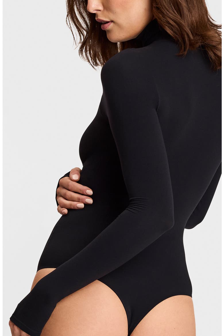 Ballet Body Turtleneck Thong Bodysuit, Alternate, color, BLK-BLACK