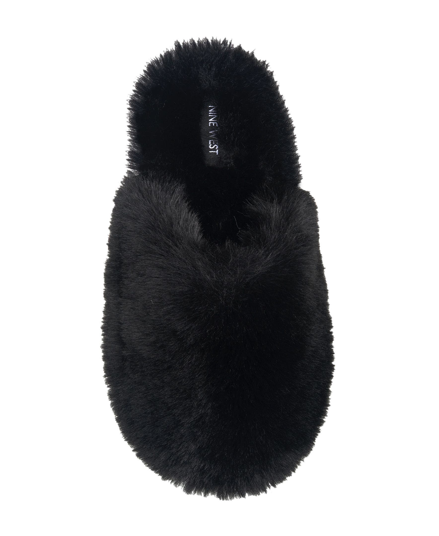 Faux Fur Closed Scuff Slipper, Alternate, color, Black