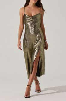 ASTR the Label Gaia Metallic Midi Dress