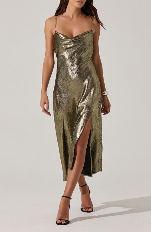Astr The Label Gaia Metallic Midi Dress In Metallic