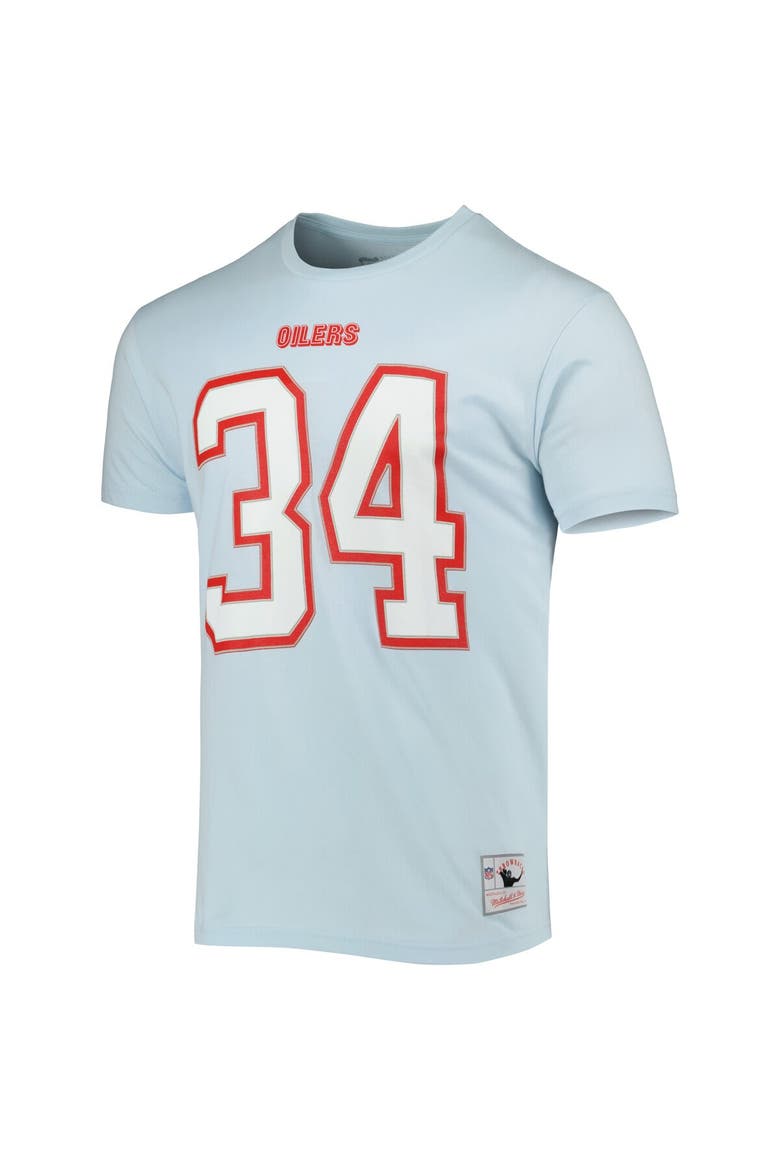Men's Mitchell & Ness Earl Campbell Light Blue Houston Oilers Retired Player Logo Name & Number T-Shirt, Alternate, color, Light Blue