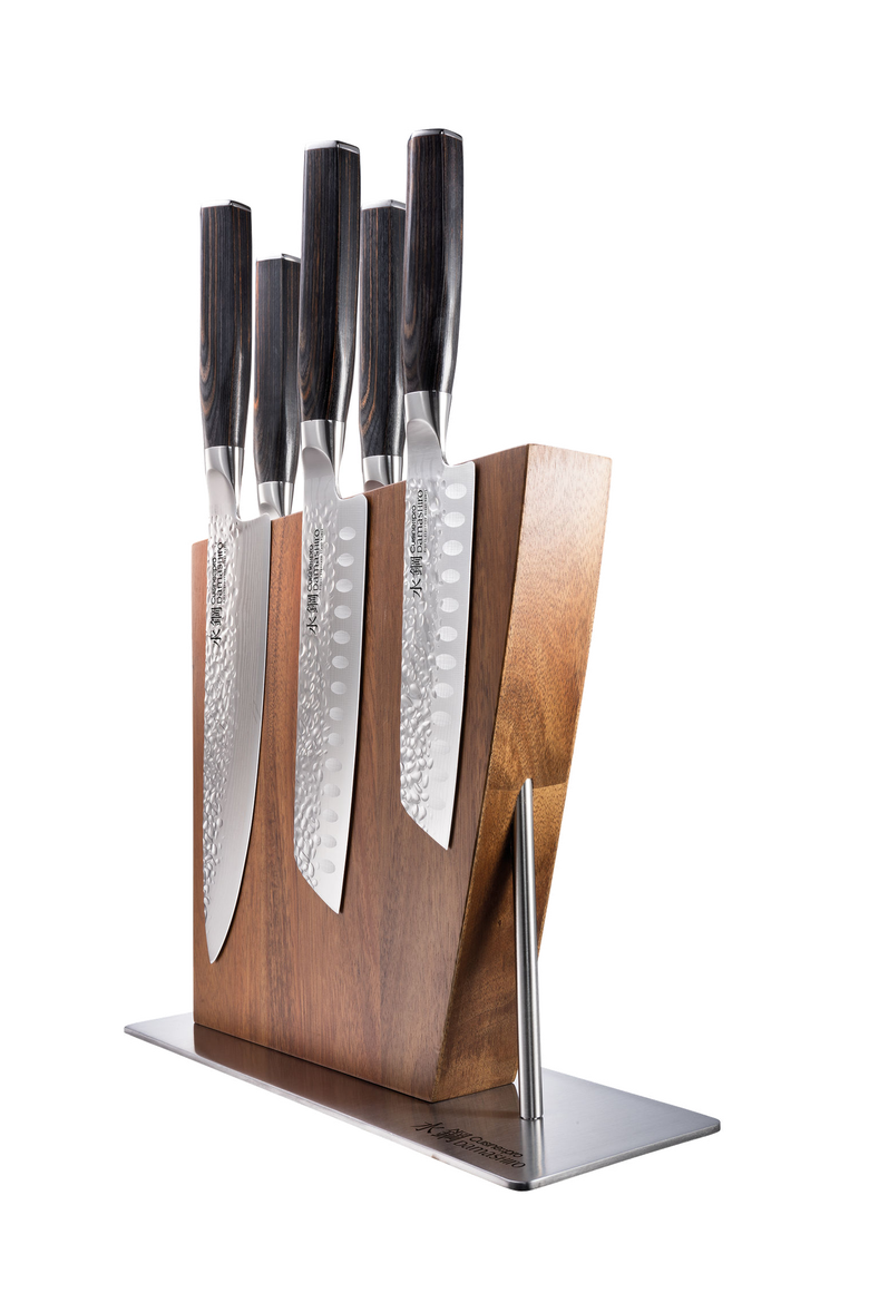 Damashiro EMPEROR® 6-Piece Nanashi Knife Block, Main, color, Silver