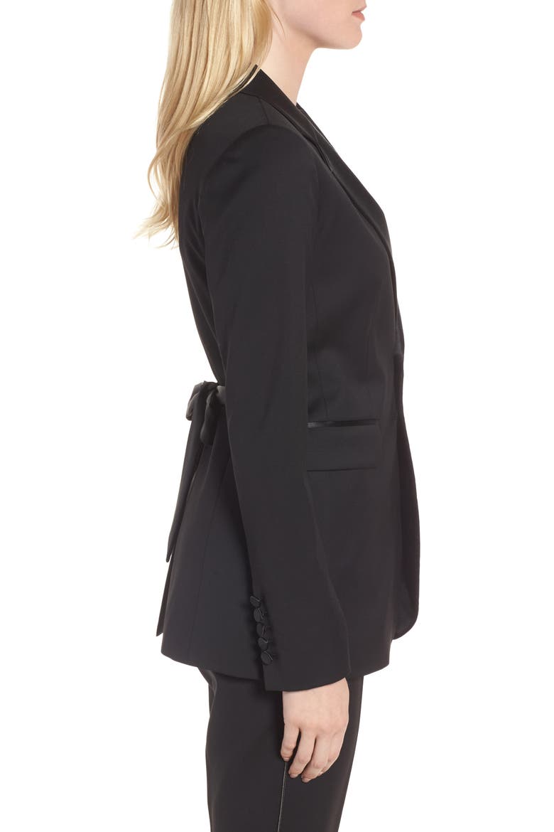 Tuxedo Detail Wool Suit Jacket, Alternate, color, BLACK