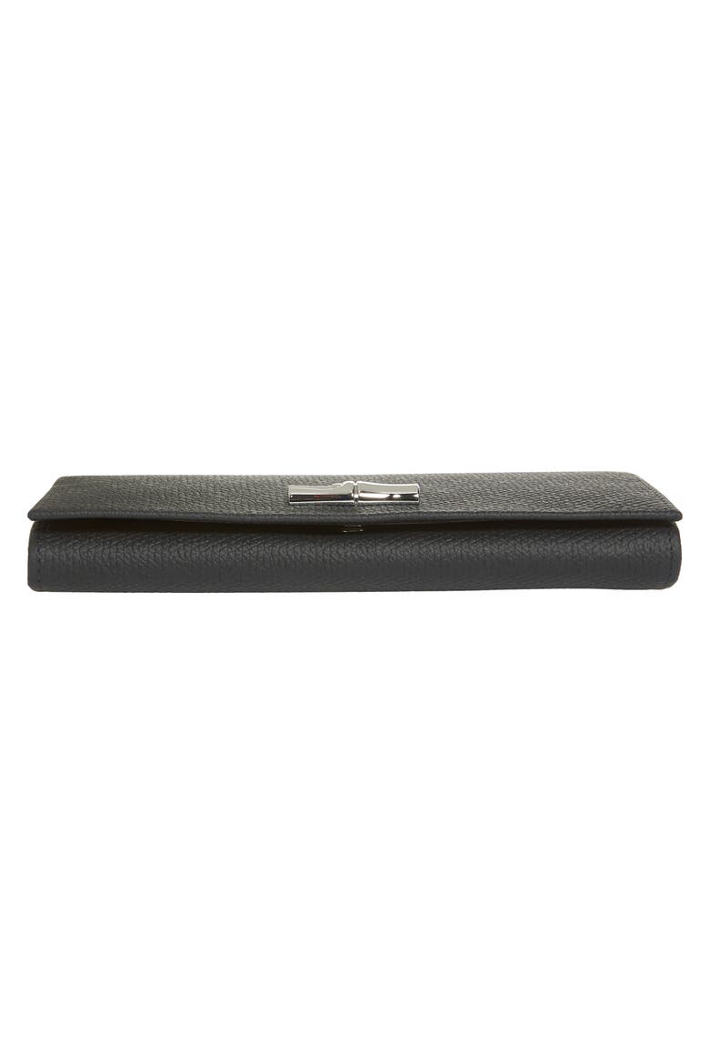 Roseau Leather Continental Wallet, Alternate, color, BLACK