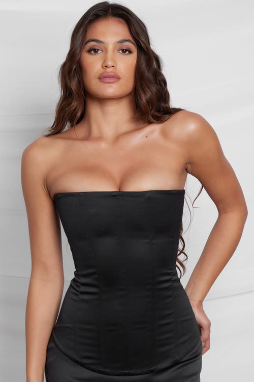 Leau Sphynx Satin Corset Top In Black