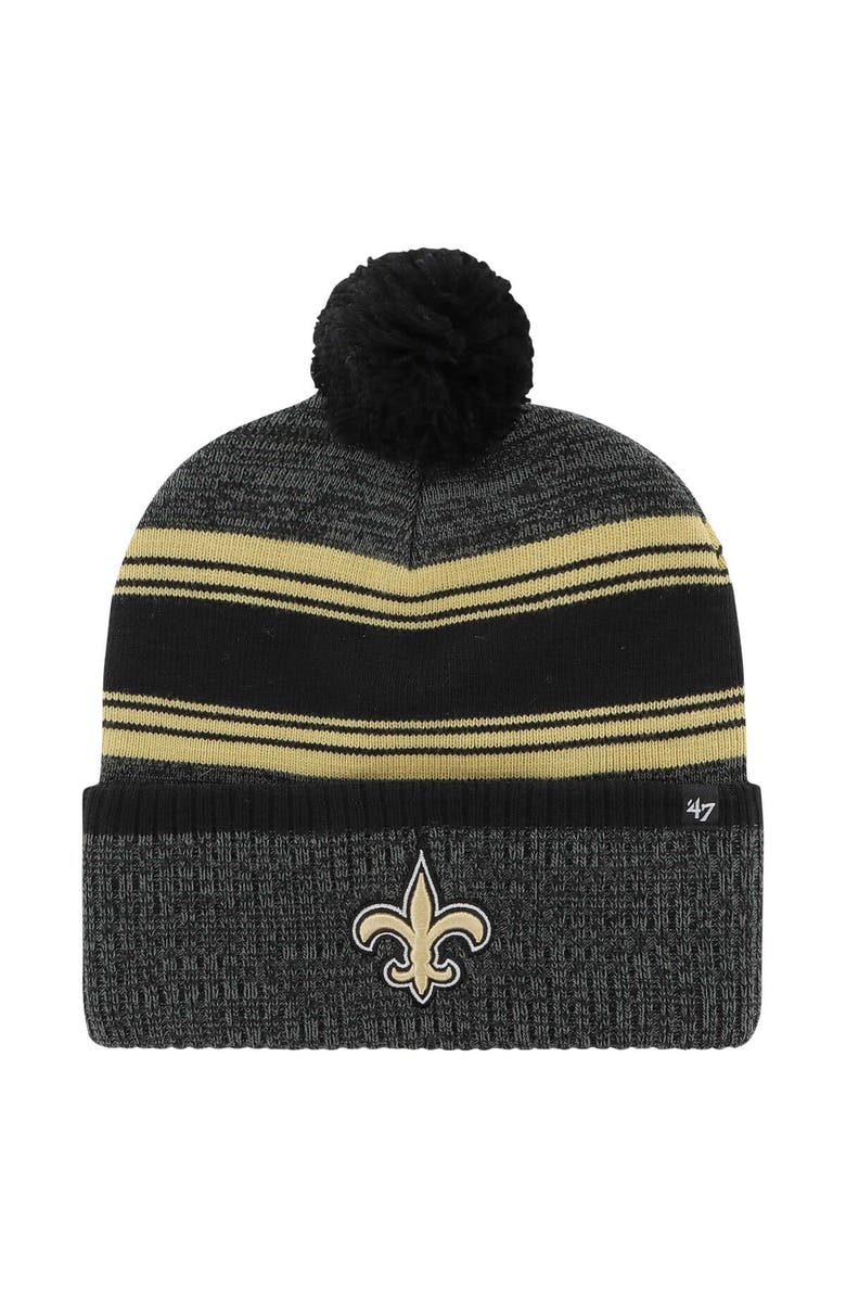 '47 Men's '47 Black New Orleans Saints Fadeout Cuffed Knit Hat with Pom, Main, color, Black