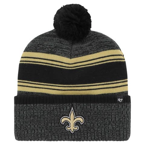 Men's '47 Black New Orleans Saints Fadeout Cuffed Knit Hat with Pom