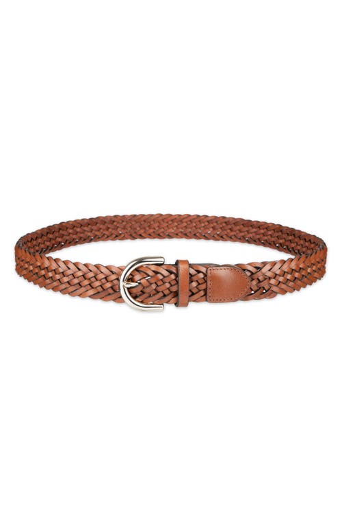 Cole Haan Braided Leather Belt In Brown